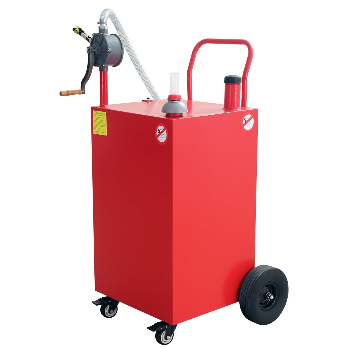 45 Gallon Fuel Caddy, Gas Storage Tank on 4 Wheels, Portable Gas Caddy with Manual Transfer Pump, Gasoline Diesel Fuel Container for Cars, Lawn Mowers, ATVs, Boats, Motorcycle (Red)