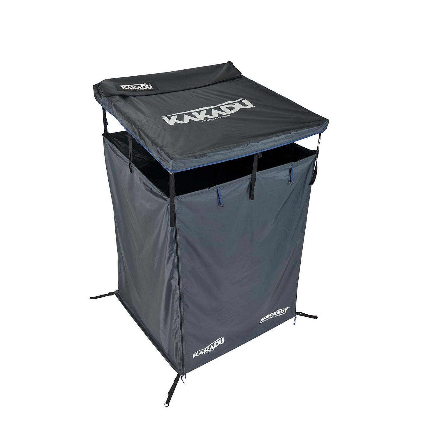 Kakadu Outback Shower Vehicle Tent, Camping Privacy Shelter, Bathroom Tent for Cars – with Roof, LED Light, BlockOut® Technology, Towel Rod, Storage System