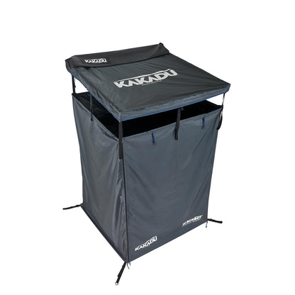 Kakadu Outback Shower Vehicle Tent, Camping Privacy Shelter, Bathroom Tent for Cars – with Roof, LED Light, BlockOut® Technology, Towel Rod, Storage System