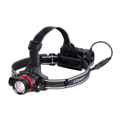COAST HL8R 2000 Lumen Rechargeable PURE BEAM Focusing LED Headlamp, Black