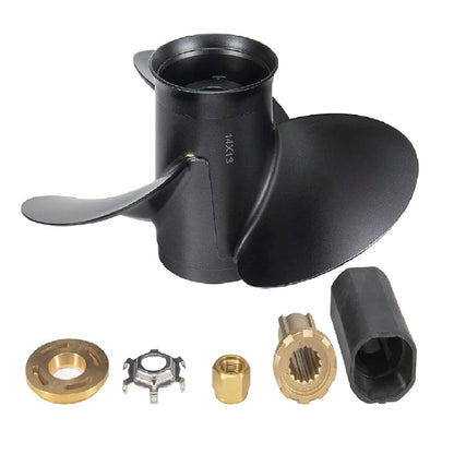 MARKGOO Propeller 14x13 Pitch RH 15 Spline Tooth with Flo-Torq II Hub Kit for Mercury Black Max Outboard 40 50 60 70 75 80 90 100 115 125 140 HP Boat Motor Engine Parts Aluminum Prop 48-77340A45