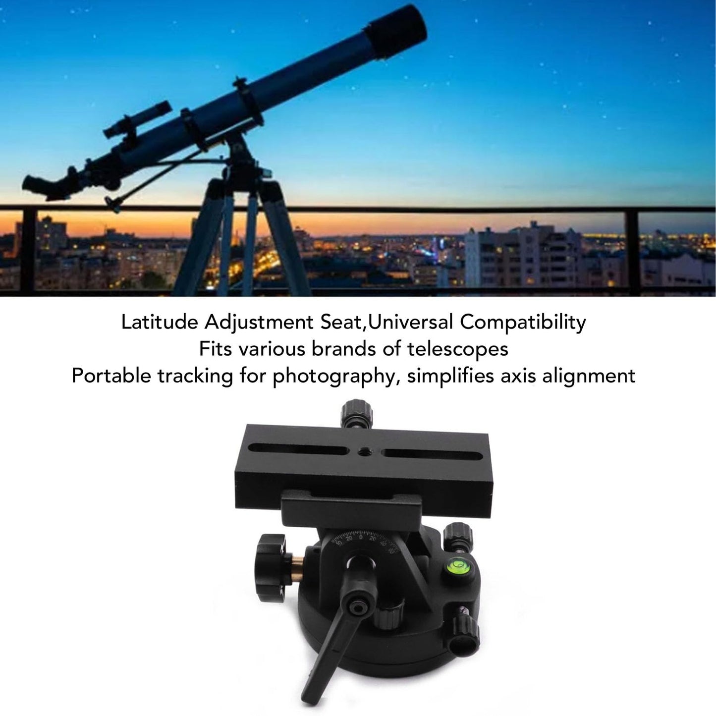 Equatorial Wedge Telescope Mount, Aluminum Alloy Latitude Adjustment Seat for Astronomy and Solar Photography with Universal Compatibility and Precise Control