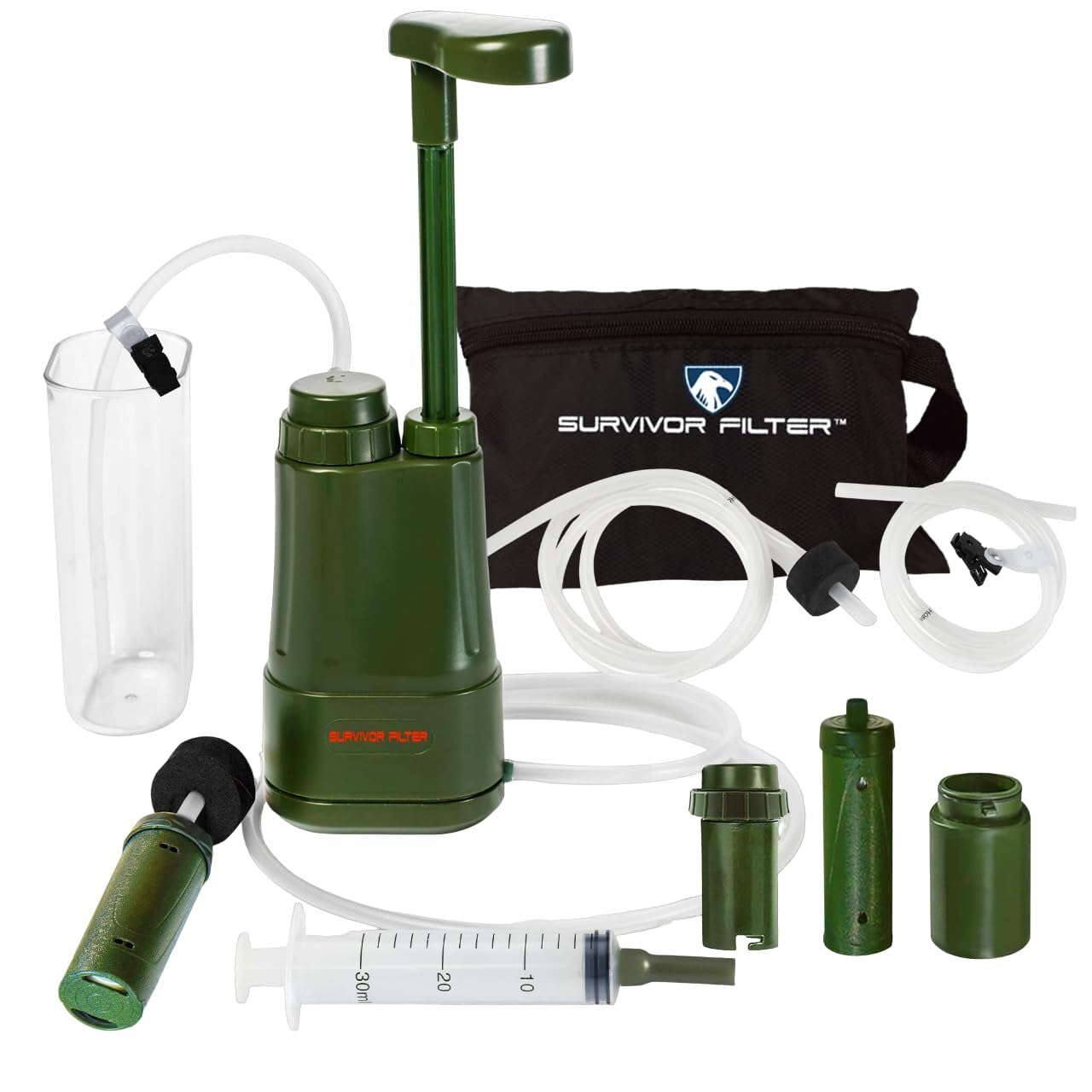 Survivor Filter PRO Extender Series – Portable Water Filter Pump with Extra Replacement Filters – Tested in USA Labs – Bacteria, Parasite and Virus Removal – Ultimate Survival & Backpacking Gear
