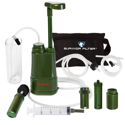 Survivor Filter PRO Extender Series – Portable Water Filter Pump with Extra Replacement Filters – Tested in USA Labs – Bacteria, Parasite and Virus Removal – Ultimate Survival & Backpacking Gear