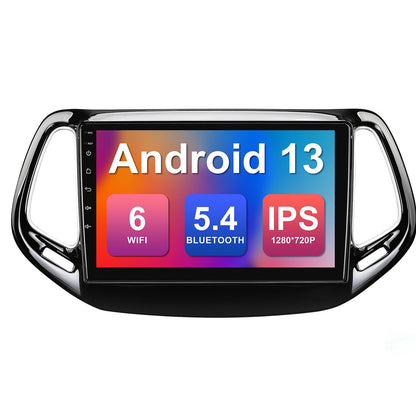 10.1-inch Android 13 Double Din Car Stereo for Jeep Compass 2 MP 2017-2019 IPS Touchscreen Screen Car Radio with Carplay & Android Auto Support Backup Camera GPS FM Navi BT SWC