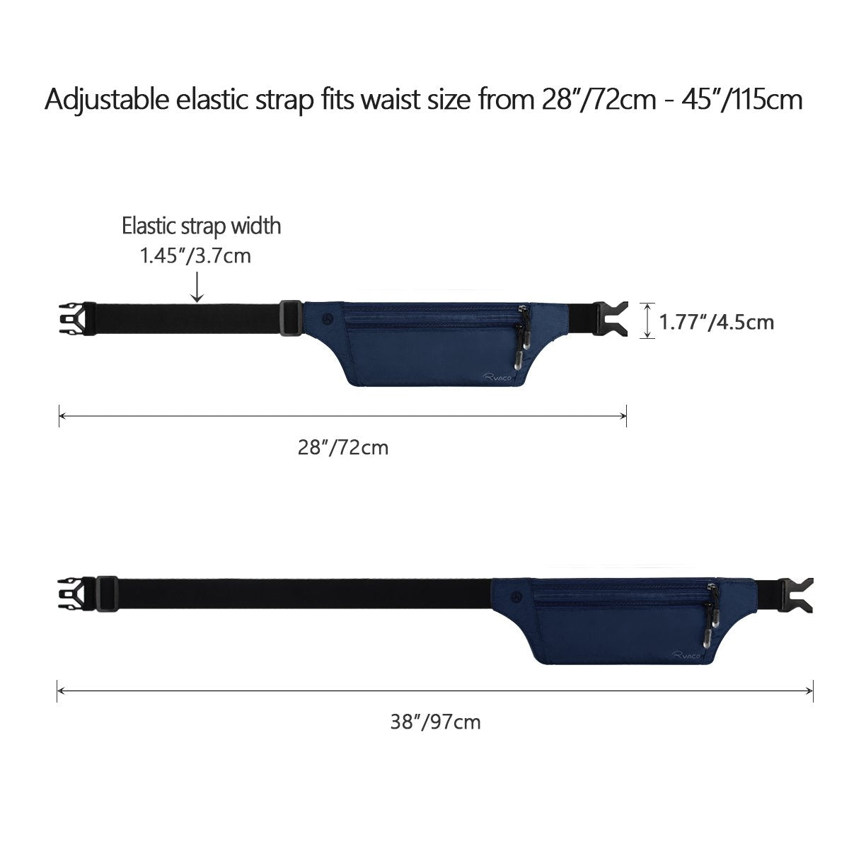 Ryaco Money Belt for Travel, Slim Passport Holder RFID Blocking Hidden Wallet Travel Essentials Pouch Women Men with Adjustable Strap Waist Bag to Protect Cash, Credit Cards and Travel Documents