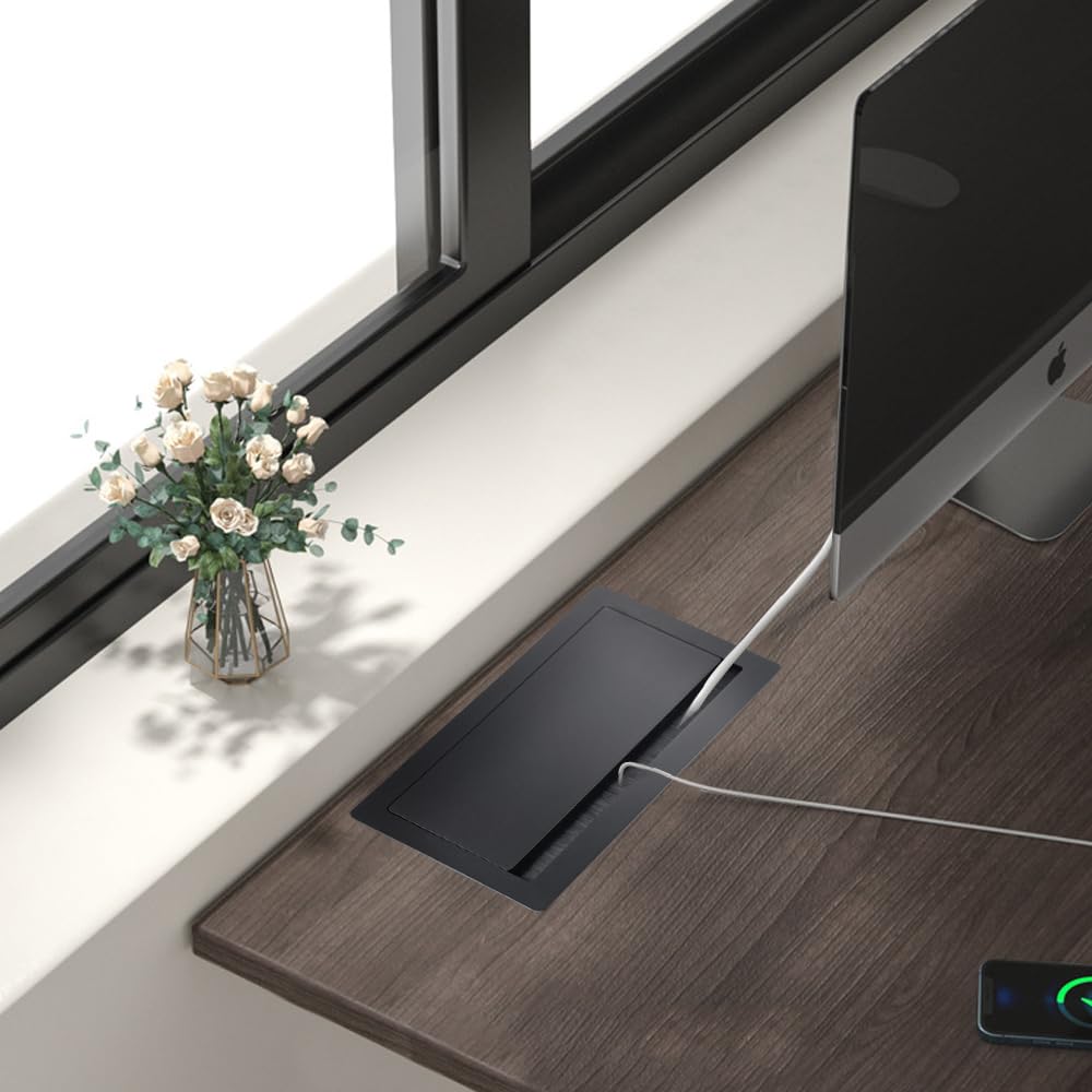 Conference Table Power hub Conference Table connectivity Box recessed Outlet Desk Outlet recessed Power Strip USB-c 65W Outlet Plug with USB Ports countertop Outlet Socket (Black)