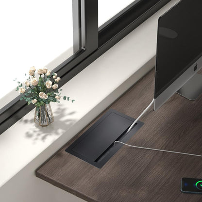 Conference Table Power hub Conference Table connectivity Box recessed Outlet Desk Outlet recessed Power Strip USB-c 65W Outlet Plug with USB Ports countertop Outlet Socket (Black)