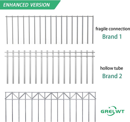 GRELWT 15 Pack 32" L x 10" H Animal Barrier Fence, No Dig Fence Patented Product, 5.5mm Galvanized Stakes with 2.1" Spacing, Anti Digging for Dogs Outdoor Yard Patio, Total 40Ft(L) X 10in(H) Silver