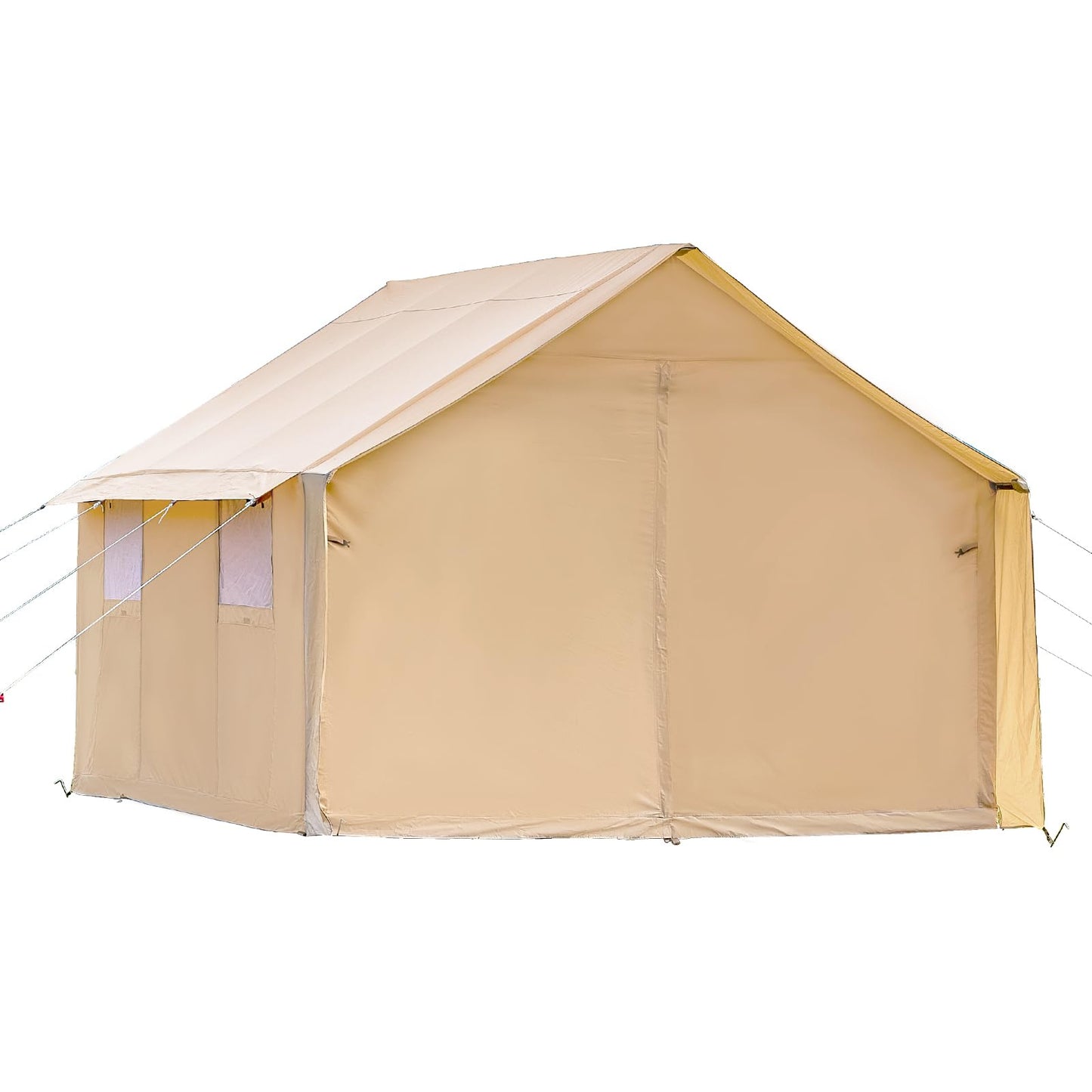 WaldZimmer Cotton Canvas Wall Tent with Rain Canopy Waterproof Outdoor Tent for Hunting Family 4 Season Camping Tents Heavy Duty Steel Frame&PVC Floor, Beige