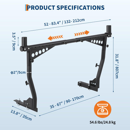 GAOMON Adjustable Steel Truck Ladder Rack 1000 Lb, 35″–67″ – Universal Pickup Bed Rack for Kayak, Ladder, Lumber, Tent, Surfboard – No-Drill Install for F150 Silverado RAM Tundra