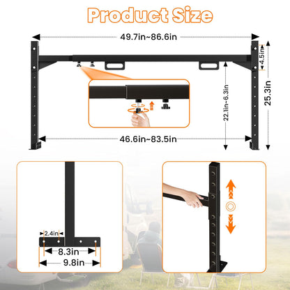 2 Pack Trailer Ladder Rack with 4 Straps, Heavy Duty Adjustable Ladder Rack for 4FT - 7FT Enclosed and Open Trailers, 400 LBS Capacity Truck Ladder Rack for Carrying Kayak, Ladder and Lumber, Black