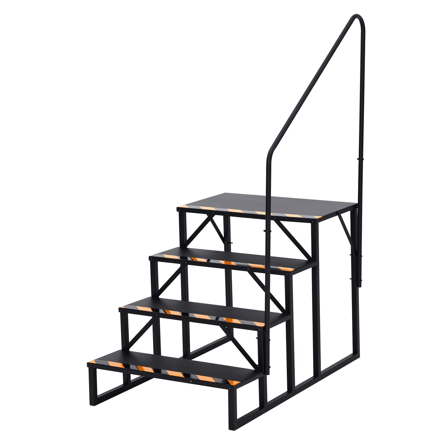 Garvee 4 Step RV Stairs with Handrail & Non-Skid Tapes, Portable Outdoor Step Ladder for 5th Wheel Trailers, Travel Campers, Mobile Homes, Hot Tubs, Porches