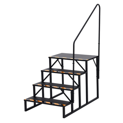 Garvee 4 Step RV Stairs with Handrail & Non-Skid Tapes, Portable Outdoor Step Ladder for 5th Wheel Trailers, Travel Campers, Mobile Homes, Hot Tubs, Porches
