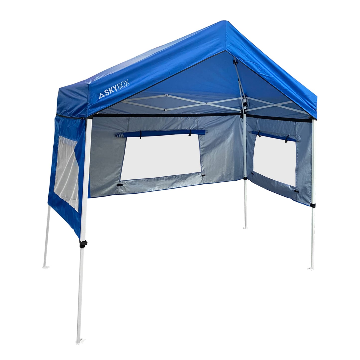 Caravan Canopy Skybox 3.2 Foot x 6.5 Foot Instant Multipurpose Height Adjustable Steel Frame Outdoor Sport Shelter Canopy with Carry Bag, Blue