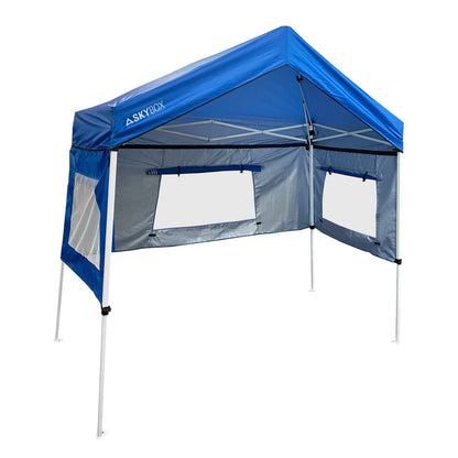 Caravan Canopy Skybox 3.2 Foot x 6.5 Foot Instant Multipurpose Height Adjustable Steel Frame Outdoor Sport Shelter Canopy with Carry Bag, Blue
