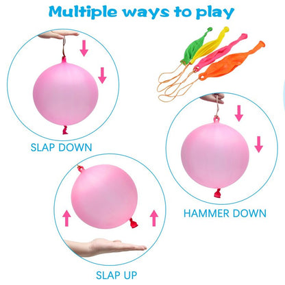 RUBFAC Punch Balloons, Birthday Balloons Party Favors For Kids, 36Pcs Thickened Heavy Duty Neon Punching Bouncy Ball for Party Goodie Bag Stuffers Exciting Outdoor Play Supply