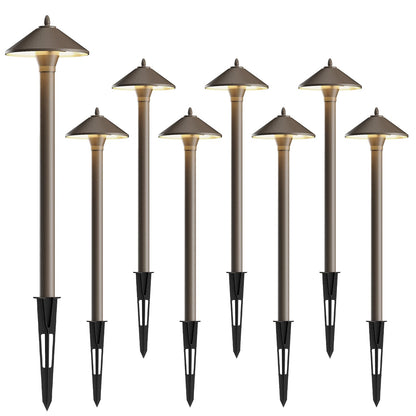 GOODSMANN Landscape Lighting Outdoor Low Voltage Landscape Lighting Kits 8PK Pathway Lights Wired 10W 25 Lumen 2700K Warm White Metal 12V Bronze Electric Sidewalk Walkway Lights with Cable Connectors