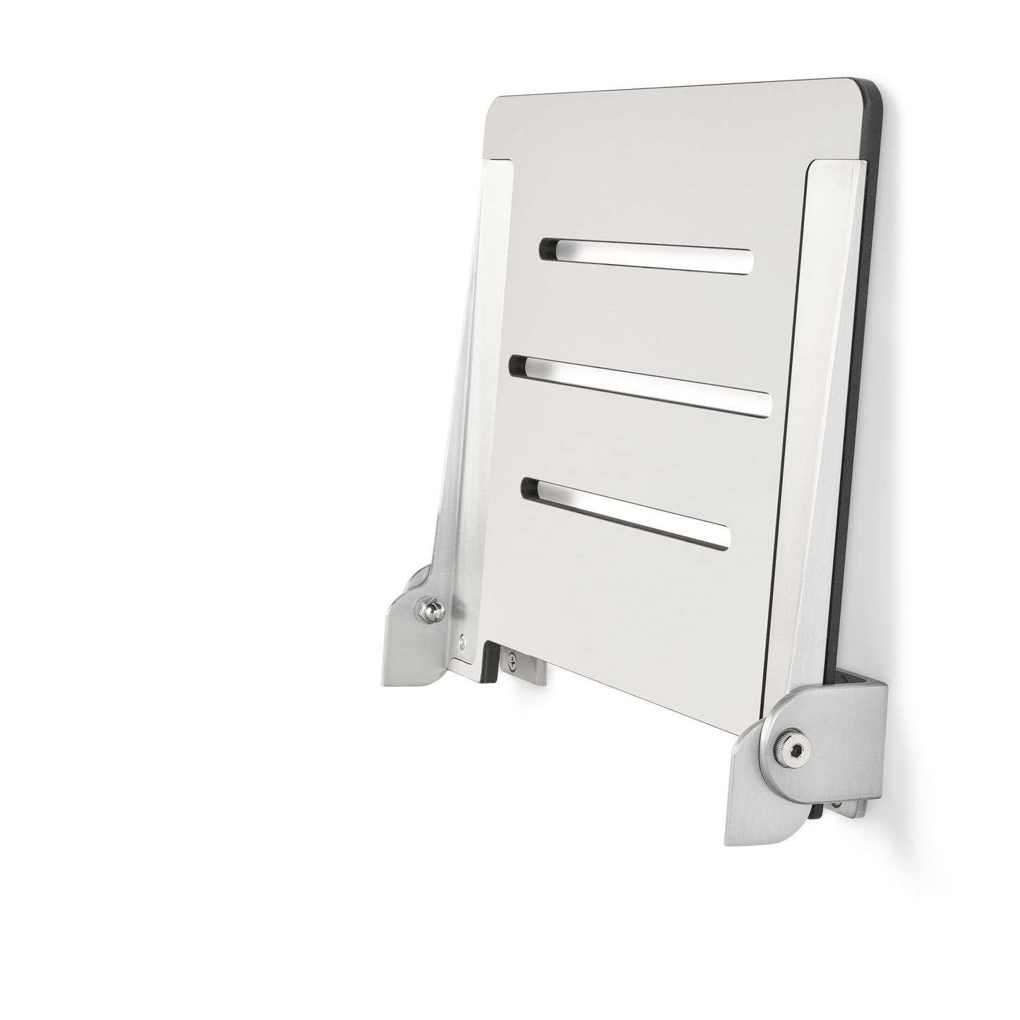 Seachrome 18 inch Silhouette Slimline Folding Wall Mount Shower Bench Seat, Light Gray Seat with Silver Frame