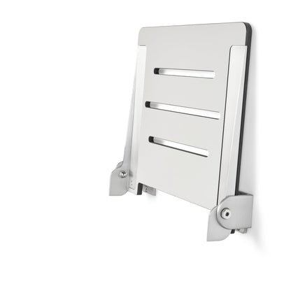 Seachrome 18 inch Silhouette Slimline Folding Wall Mount Shower Bench Seat, Light Gray Seat with Silver Frame