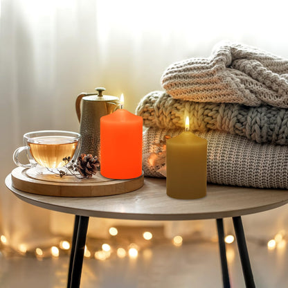 Unscented Color Pillar Candles Set of 12-2x3 inch - Dripless and Smokeless Large Pillar Candles, 20-Hours Long Burning Time Paraffin Candle for Dinner Table, Christmas and Home Deco