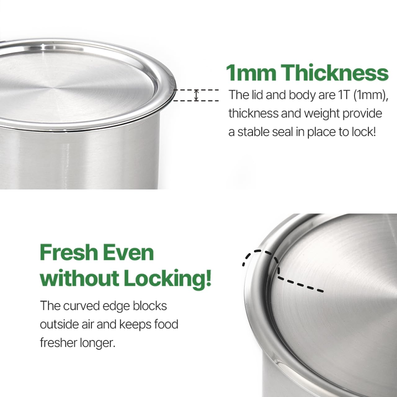 EVERSTEN CaKE 5PCS Stainless Steel Food Storage Containers With Lids 5PCS Canister Set Kitchen Appliances Dishwasher Safe Premium South Korea