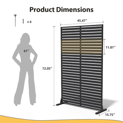 Trygoal Outdoor Privacy Screen 72" H×47" W HDPE Freestanding Decorative Privacy Panel Fence with Stand 6 Panel, Air Conditioner Fence Panels, Privacy Screen for Patio Backyard,Balcony, Pool
