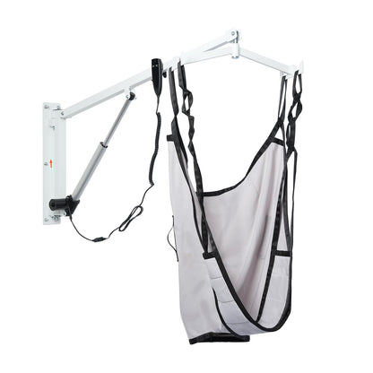GxRichstar Wall-Mounted Patient Lift with Sling, Portable Electric Transfer Lift for Disabled, Elderly, Handicap, Remote Control, White