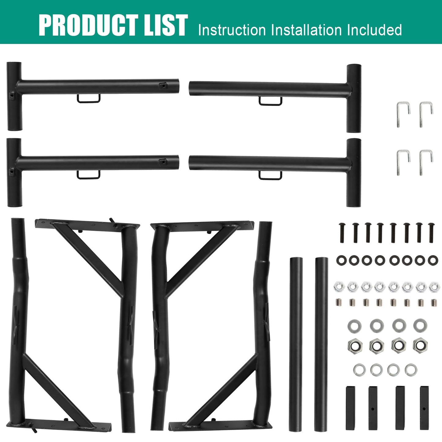 OUTPRIZE Non-Drilling Truck Rack, Heavy Duty Steel Extendable Truck Bed Ladder Rack, Fit for 52" to 71" Wide Truck Bed, 800 lb. Capacity