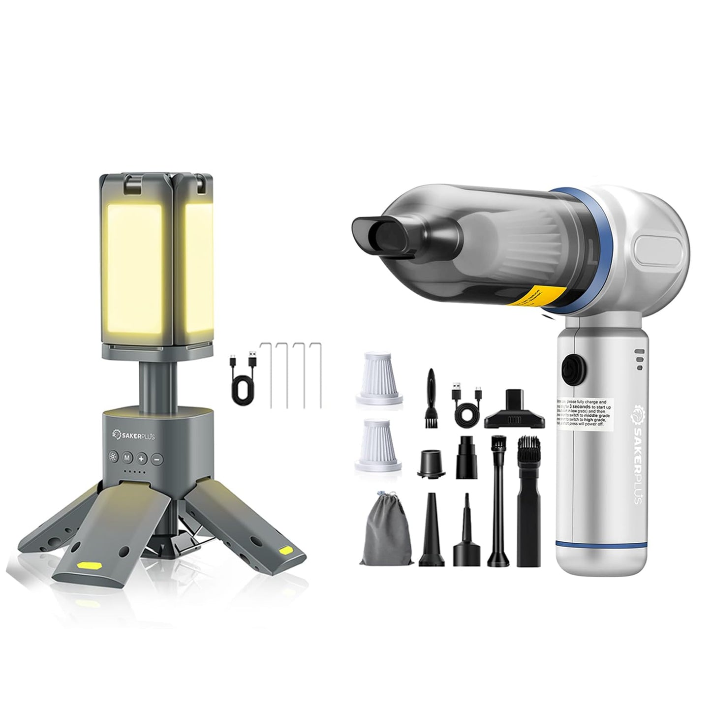 SakerPlus Telescopic Camping Lantern & SW107 Car Vacuum Portable