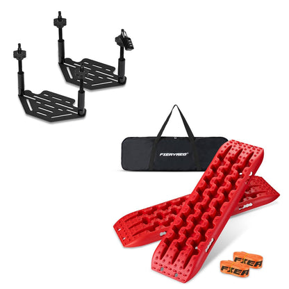 FieryRed Traction Boards Offroad, Recovery Boards with 2 Leashes and Carry Bag, Recovery Traction Board Mounting Kit