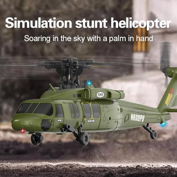 Hanll Black Hawk K200 6CH Simulation RC Helicopter with Brushless Motor Optical Flow &amp Altitude Hold One-Key Inverted Flight 2.4G Remote Control High Simulation Aerobatic Model (Green/1 Batter