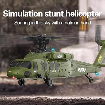 Hanll Black Hawk K200 6CH Simulation RC Helicopter with Brushless Motor Optical Flow &amp Altitude Hold One-Key Inverted Flight 2.4G Remote Control High Simulation Aerobatic Model (Green/3 Batter