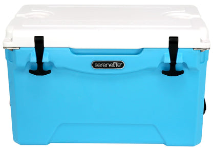 35 Quart Portable Cooler Box - Lightweight Heavy-Duty Travel Ice Cooler with 2-Way Handles, Drain - 5 Days Ice Retention, Holds 63 12-Ounce Cans & 2-Liter Bottles - SereneLife SLCB35BL (Blue)