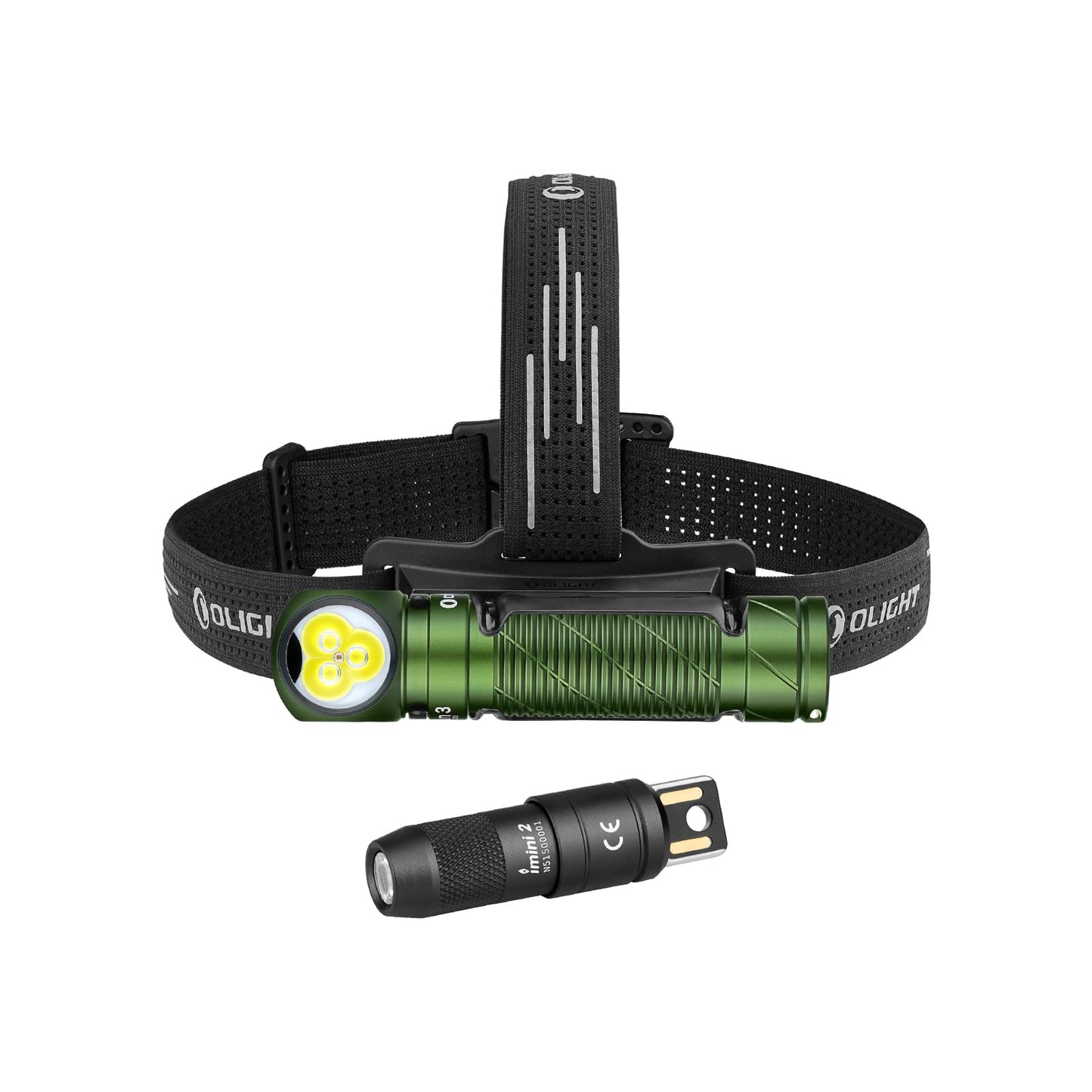 OLIGHT Perun 3 Rechargeable Headlamp Flashlight Bundle IMINI 2 EDC Rechargeable Keychain Flashlight