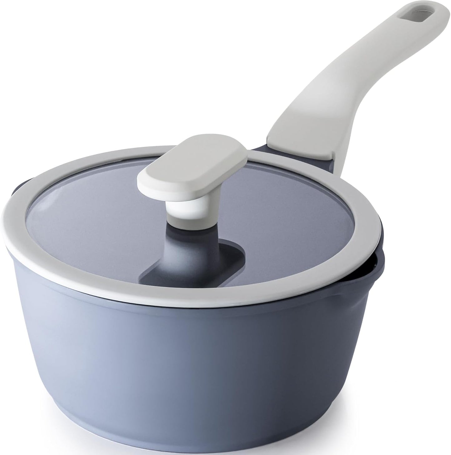 PRICUSIS Nonstick 2 Quart Saucepan with Lid - Ceramic, Non-Toxic, Induction Compatible, Pour Spouts