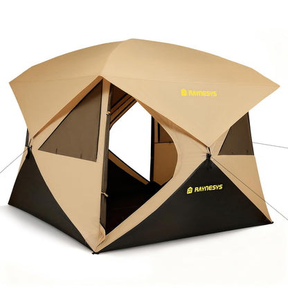 Camping Tent, 4 Person Tent for Camping, Setup in 60 Seconds, 4 Person Pop up Tents, Hub Tents, Water-Resistant, Windproof, Instant Cabin Tents with Rainfly & Carry Bag for Outdoor Camping