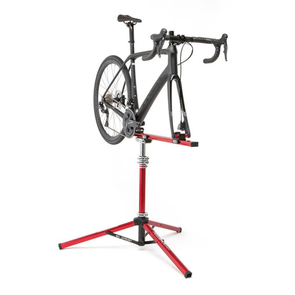 Feedback Sports | Sprint Bike Repair Stand | Compact Bicycle Workstand W/Tripod Base | 360-Degree Rotation | Dropout Style Mount | Red