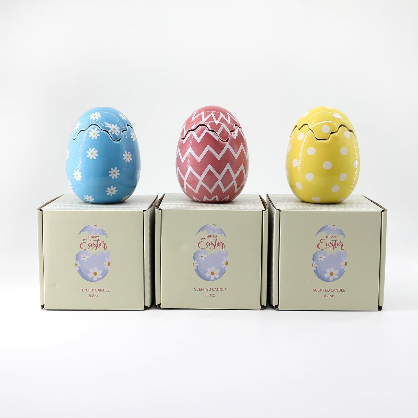 Easter Decorations for The Home - Easter Eggs Scented Candle, Easter Gifts for Women, Jasmine Lily Candles(8.5oz)