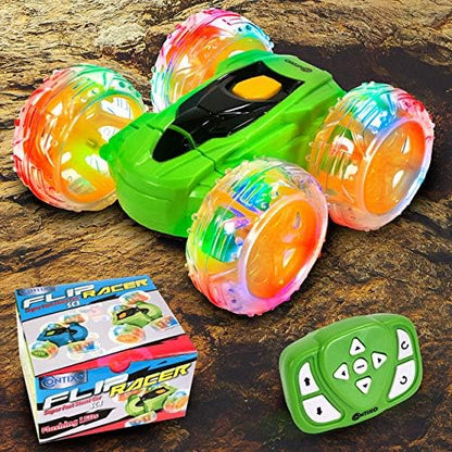 Contixo SC3 RC Stunt Car Green 2.4GHz 4WD Double-Sided 360° Rotating flip Racer Remote Control Toy Cars with LED Lights for Kids Girls Boys Age 4-12 Birthday Gift