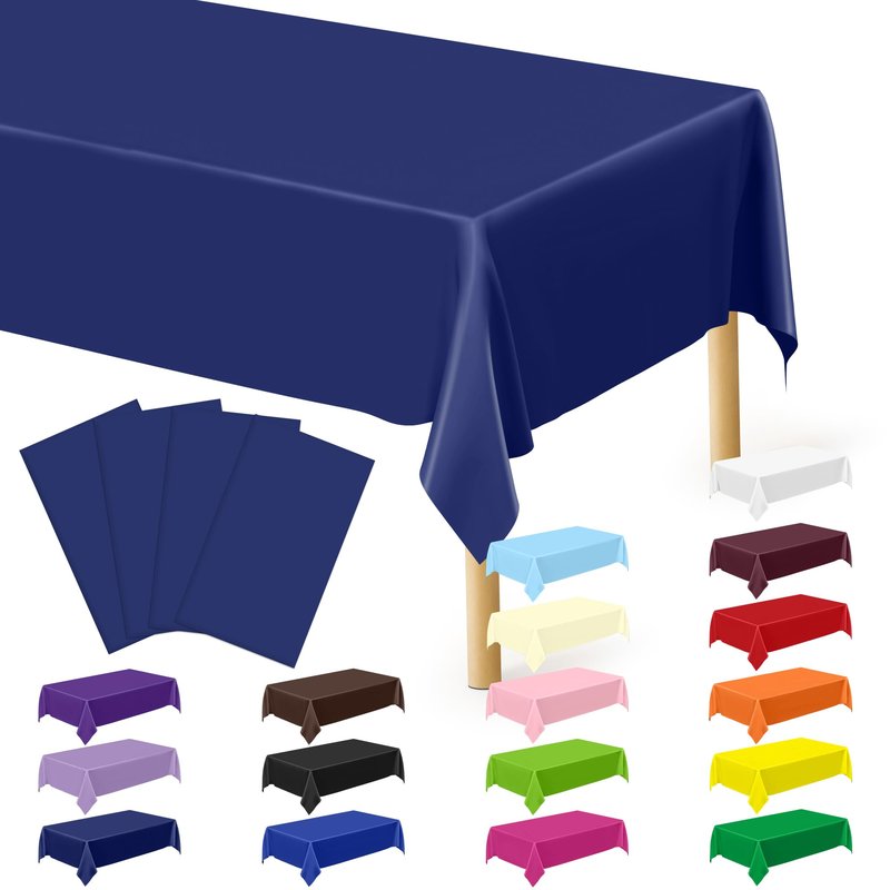 QZYL 2 Pack Navy Blue Tablecloths, 108 x 54 Inches Plastic Table Cloth, Disposable Rectangle Tablecloth Party Tablecover, Waterproof Party Supplies Table Decor for Wedding Picnic Gathering