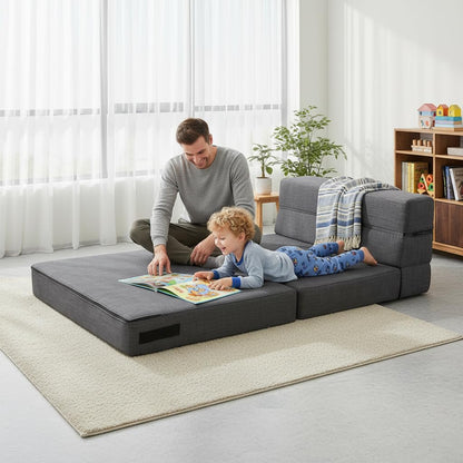 Nigoone Queen Size Folding Sofa Couch Memory Foam with 2 Pillows Sleeper Chair Lazy Couch Triple Futon Convertible Guest Beds, Washable Cover, Dark Gray