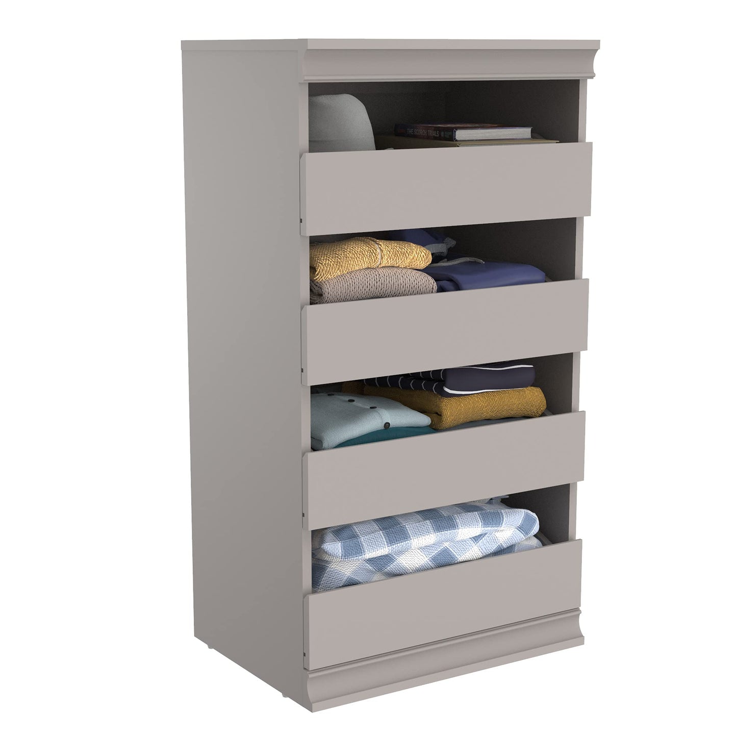 ClosetMaid 4598 Modular Storage Stackable Unit with 4 Drawers, Taupe & 4610 Modular Storage Shelf and Hang Rod Kit, Taupe