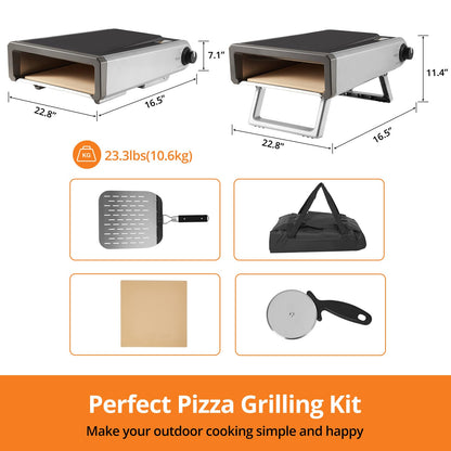 Garvee Pizza Oven Outdoor Gas Propane Portable Pizza Ovens, 12" Stainless Steel for Outside Backyard Kitchen Camp With Accessories Kit