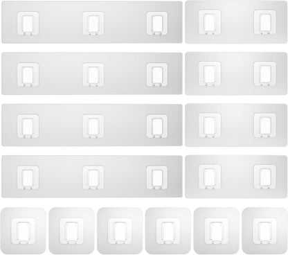 Lsnisni Shower Caddy Adhesive Replacement - Waterproof Shelf Strips & Strong Hooks | 14 Pack, Clear