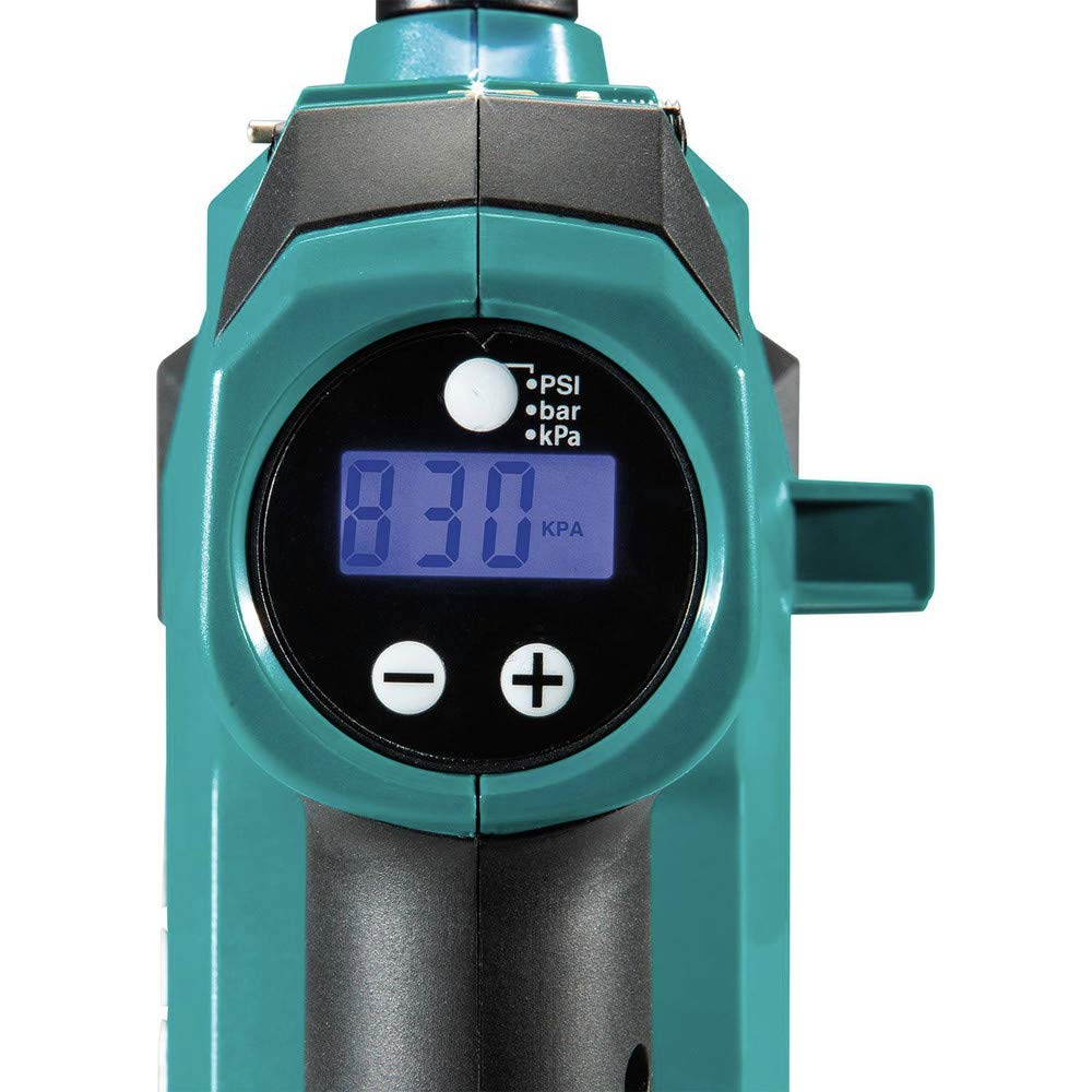 Makita DMP180ZX 18V LXT® Lithium-Ion Cordless Inflator, Battery Powered, Tool Only(battery and charger not included);Presta valve adapter;Sports ball needle;Tapered adapter, Teal