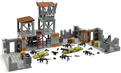 ZHX Military Base Building Brick Set for Army Minifigure War Accessories Defence Base Guard Tower Guns Weapons Building Block Toy for Kids 8 10 12 14 Years