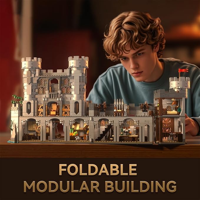 Medieval Knight Castle Building SetViking Architecture Tower Modular Buildings Ideals Christmas Birthday Gift for History EnthusiastsCreative Gift for Adults and Teen(2554PCS)