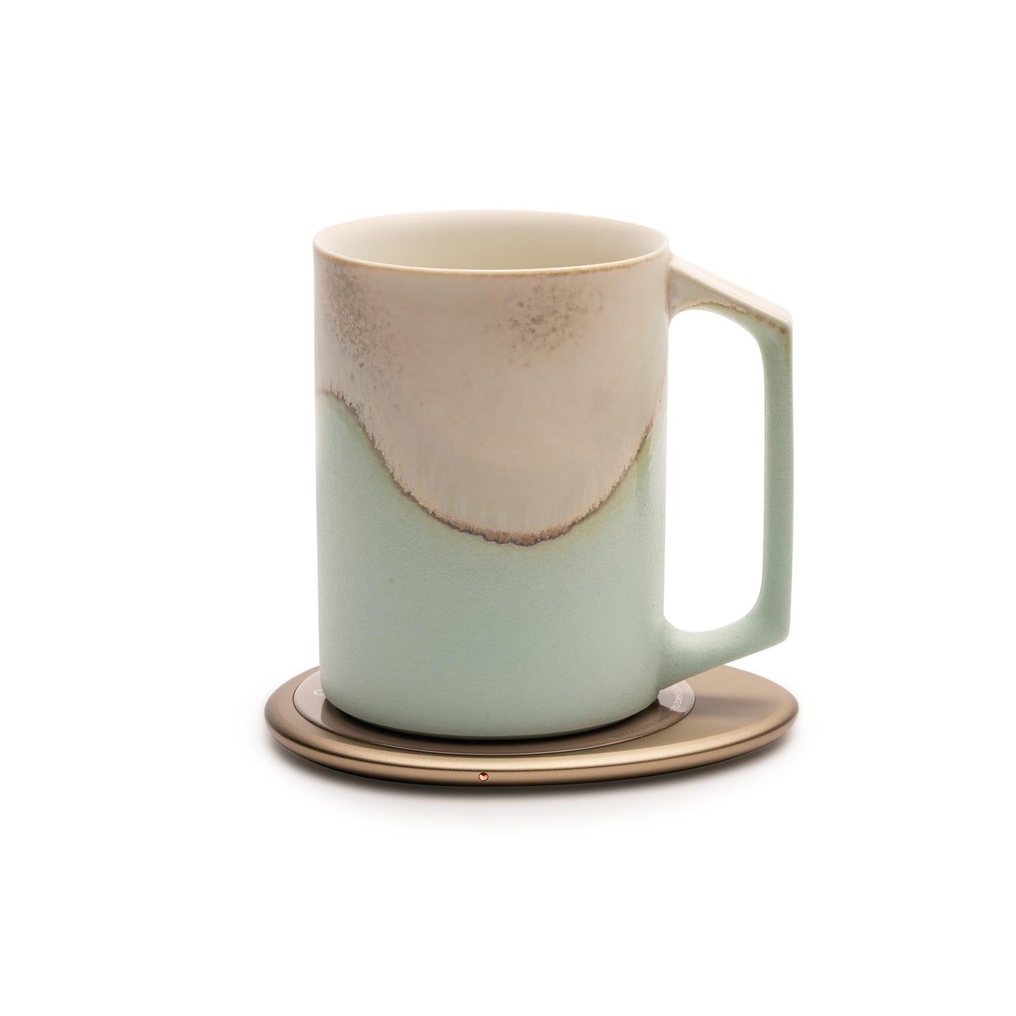 Ui Artist Collection Self-Heating Mug Set – Mint Glacier | 12 fl oz / 355 mL Handcrafted Ceramic Coffee & Tea Mug with Heating Pad