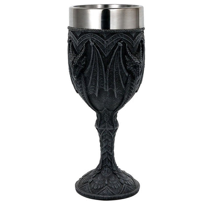 alikiki Medieval Black Dragon Wine Goblet - 7oz Dungeons and Dragons Game Gift of Throne Merchandise Stainless Steel Drinking Cup Dragon Collector Themed Party Decoration